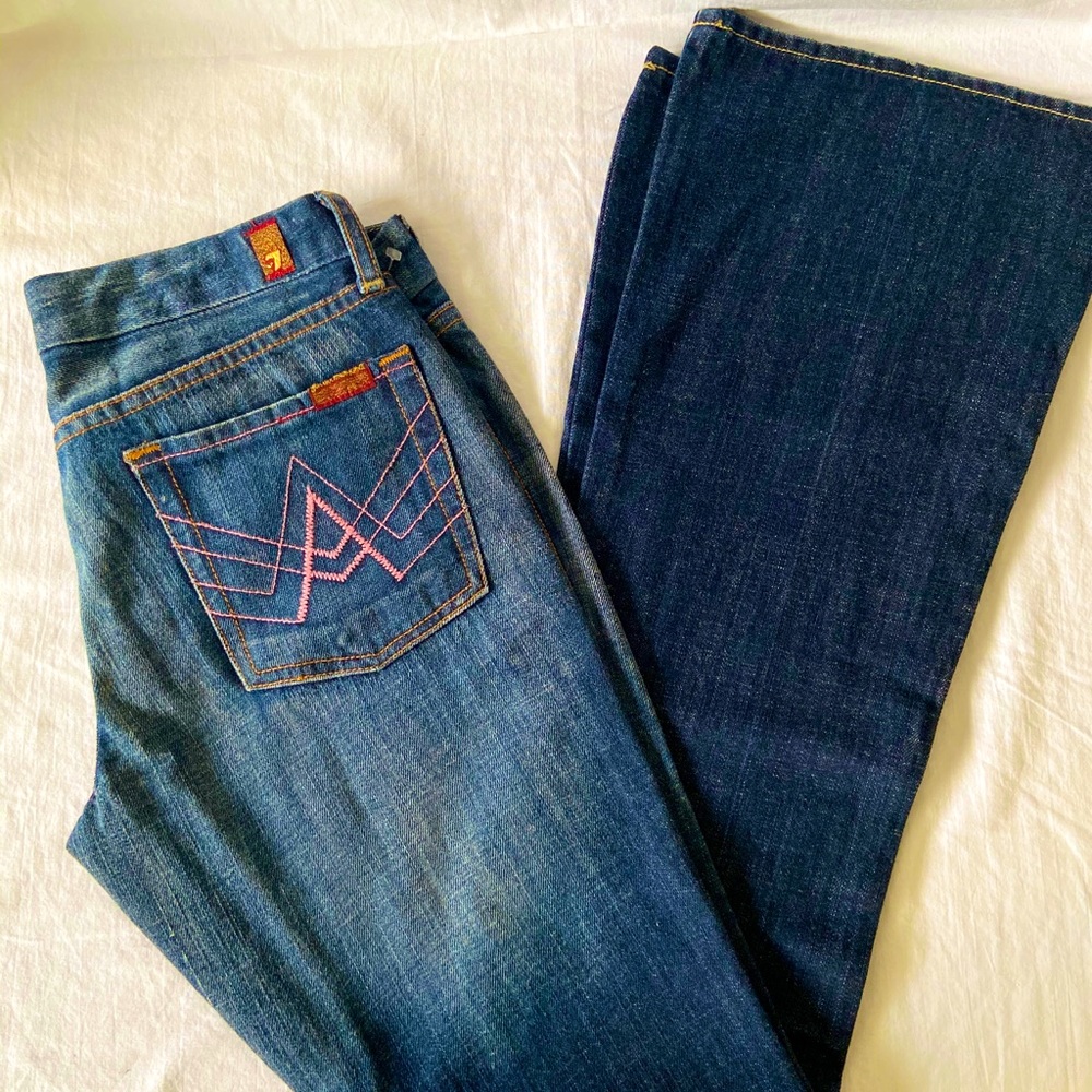 Seven 7 For All Mankind Size 27 W (33.5 L) Pink ‘A’ Pocket Bootcut NWOT